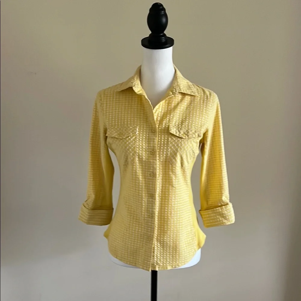 Hope & Harlow, Yellow Fitted Button Down Shirt, Size S - Picture 9 of 9